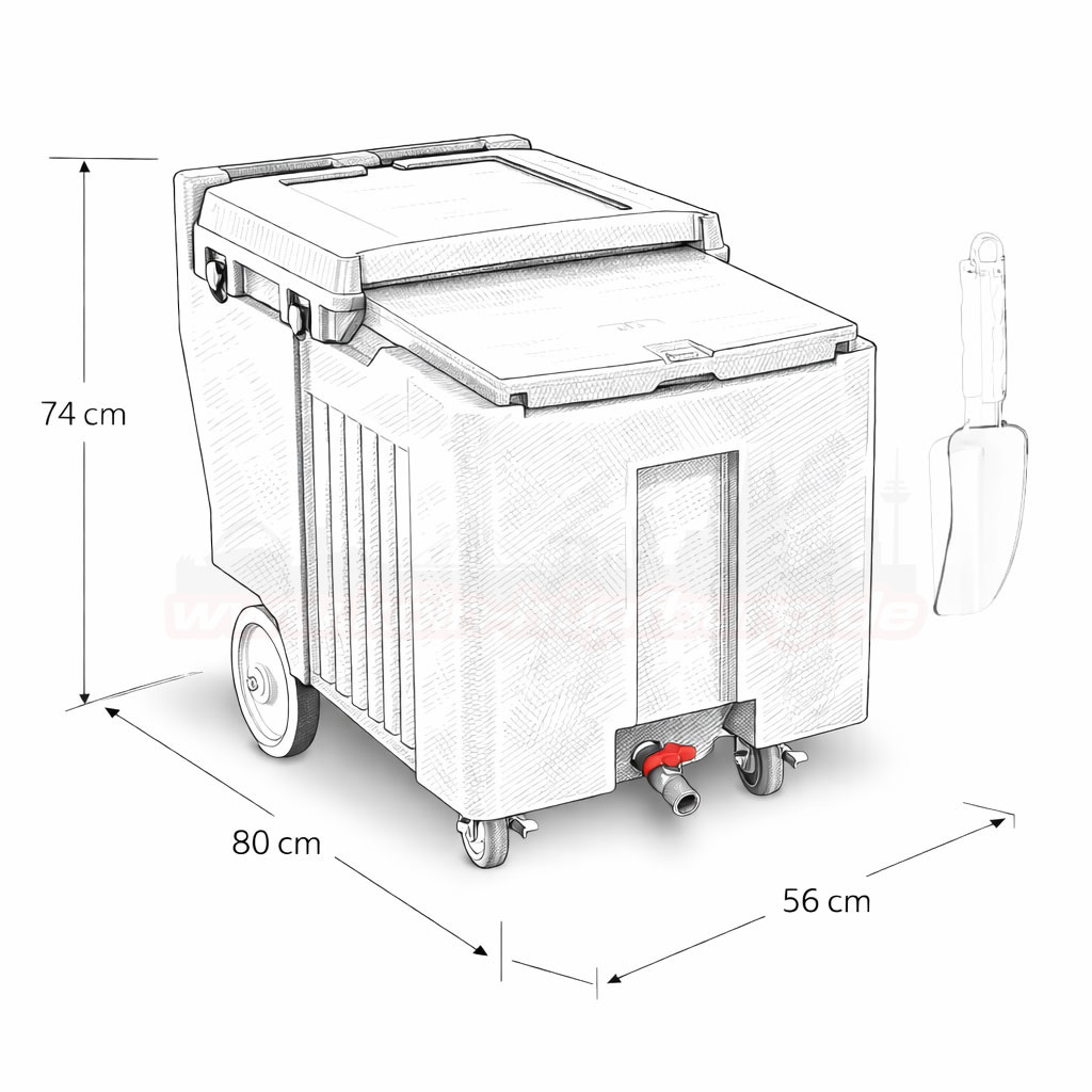 Eiswürfelbox 110l 57kg Technische Zeichnung
