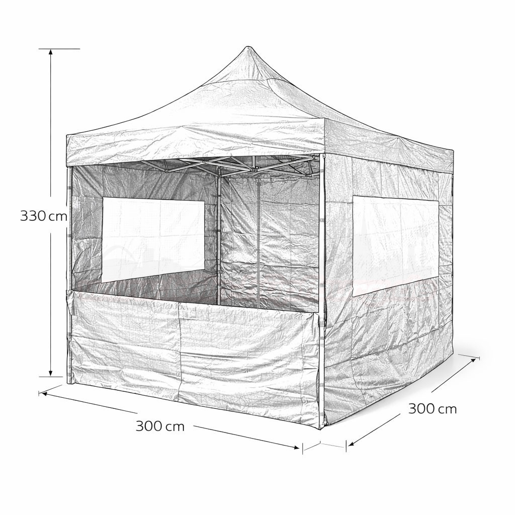 3x3m Verkaufsstand schwarz Technische Zeichnung