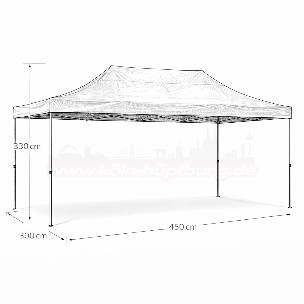 3x4,5m Faltzelt Technische Zeichnung