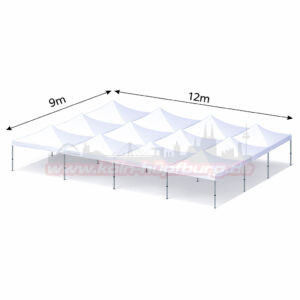 9x12m Abbildung Faltzelt Seitenansicht mieten