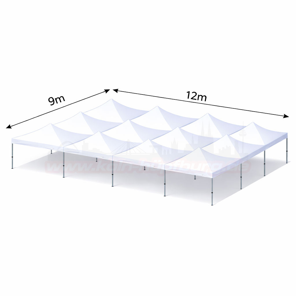 9x12m Abbildung Faltzelt Seitenansicht mieten