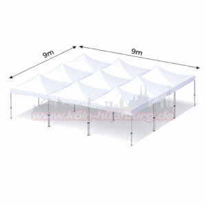 9x9m Abbildung Faltzelte Seitenansicht mieten
