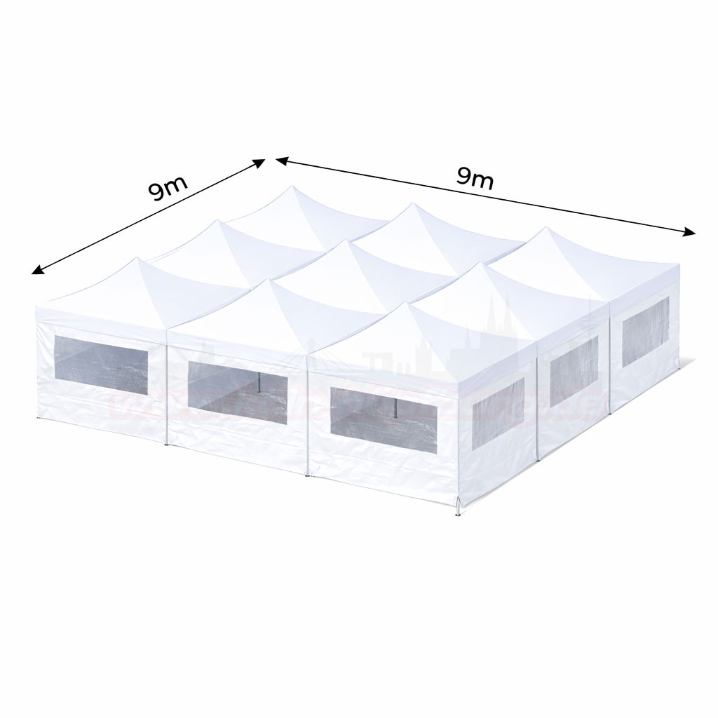 9x9m Faltzelt mit Seitenteilen mieten